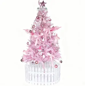 6FT Pink Slim Pencil Artificial Christmas Tree - Flame-Resistant PVC, Foldable Metal Base, Space-Saving Indoor/Year-Round Decor