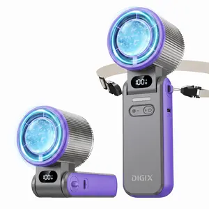 DIGIX 3in1 Portable Refrigeration Handheld Turbo Fan with 199 Speed Settings, 25,000 RPM, 15-Hour Cooling, Digital display, 120° rotation, USB charging, mini handheld personal fan. Suitable for travel, indoor use