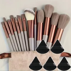 18pcs Makeup Brush Set, 13pcs + 5pcs Triangle, Soft Fluffy, Multifunctional Makeup Brushes, Professional Cosmetics, Foundation, Eyeshadow, Blending, Beauty Tool