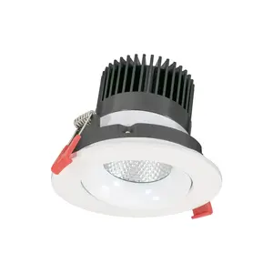 Jesco  3.5 in. 12W 5CCT 90CRI LED Round Regressed Gimbal Recessed Downlight, White