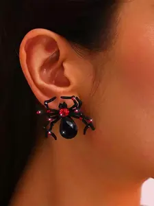 1 pair of light luxury trendy Halloween spider earrings, fashionable and exaggerated temperament, funny holiday atmosphere earrings, suitable for women's parties to wear earrings