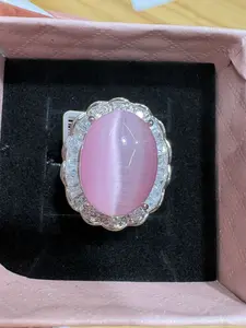 Evelyn(5445)gc.Manmade pink cateye copper ring $10/pc