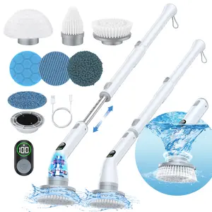 Electric Spin Scrubber Shower Cleaning Brush, 2-in-1 Design with Detachable Rod, 6 Brush Heads, IPX7 Waterproof, 2500mAh Battery