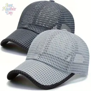 2pcs Men's Summer Outdoor Leisure Sunscreen Fishing Hat Breathable Mesh Baseball Hat Duck Tongue Hat