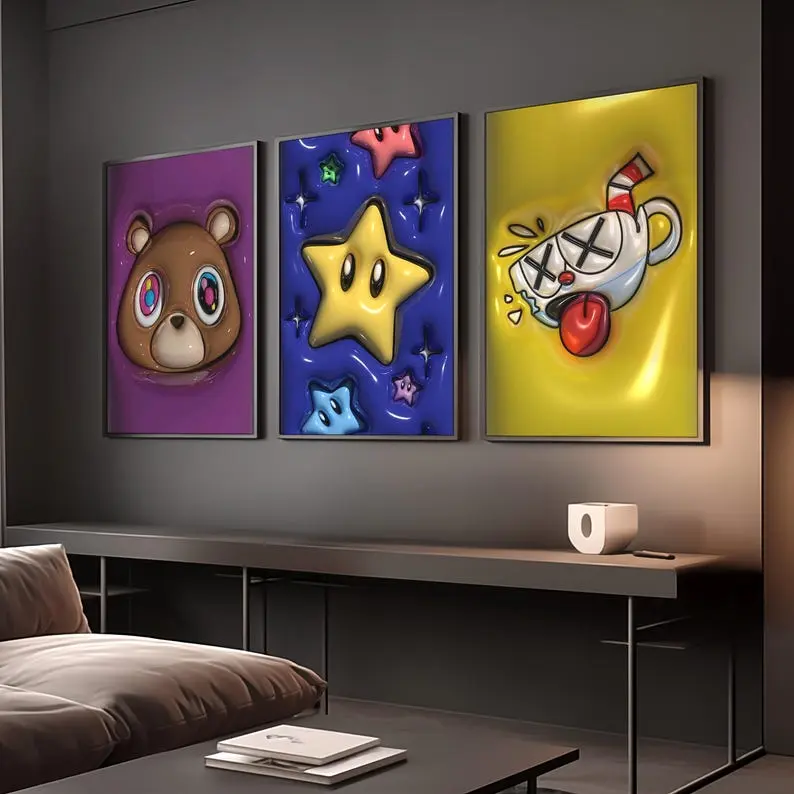 Set of 3 HypeBeast Room Decor, Trendy 3d Wall Art, Street Art Poster, Cool Wall Art, Urban Life Set of 3 HypeBeast Room Decor, Trendy 3d Wall Art, Street Art Poster, Cool Wall Art, Urban Life