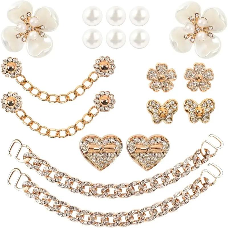 Bling Shoe Charms Set, Pearl Flower & Crystal Rhinestone Accessories for Women’s Clogs and Shoes, Cute Decoration for Party &  Valentine's Day Gift