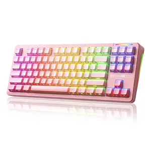 Lingbao K87 Triple-Mode Mechanical Keyboard, 87 Keys RGB Lighting, Large Capacity Battery, Hot-Swap Full Key, Compatible Windows MAC