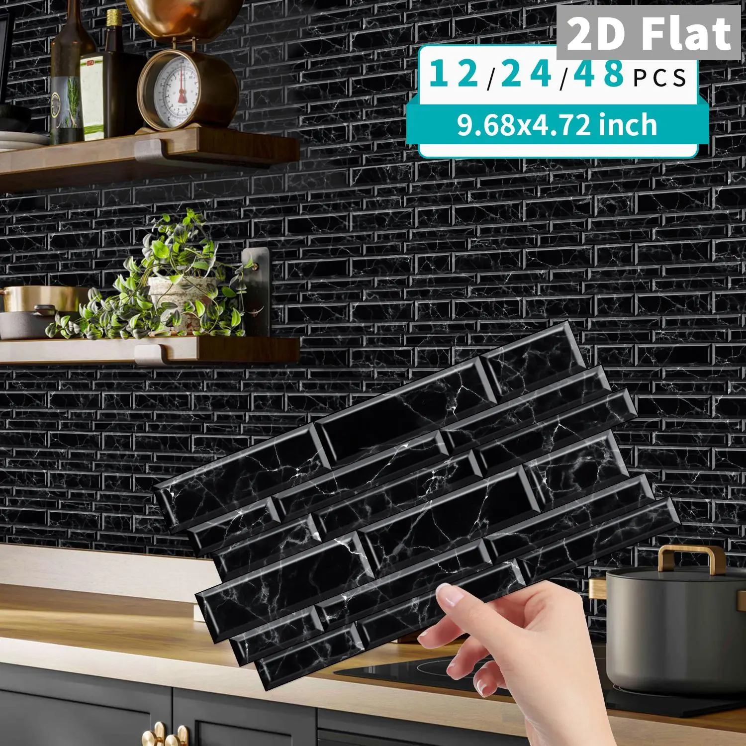 Classic Self-Adhesive Tile Stickers, Universal Patchwork Design, Oil & Water Resistant, Waterproof Wall Decal, Ideal for Bathroom & Kitchen Walls, Backsplash Stickers