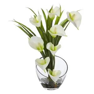 15.5” Calla Lily and Grass Artificial Arrangement in Vase 15.5” Calla Lily and Grass Artificial Arrangement in Vase