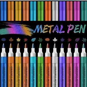 12 Colors Marker Pen Set, 12pcs/set Metallic Color Marker Pen, Art Marker Pen for Card Making, Scrapbooking, Journaling, Drawing