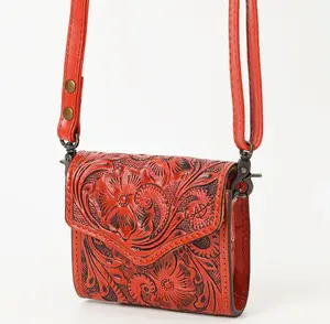 American Darling Hand Tooled Genuine Leather Western Crossbody Bag for Everyday Carry