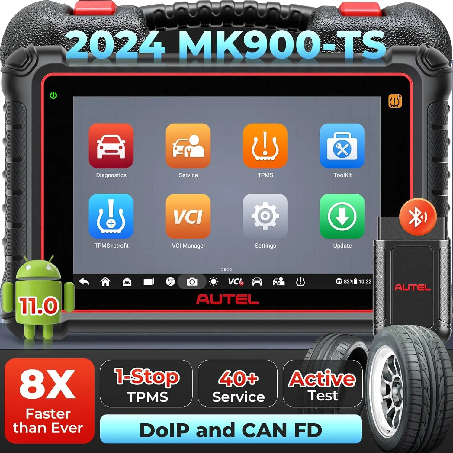 Autel MaxiCOM MK900-TS TPMS Scanner Car Bidirectional Scan Tool 40+ Service, 3000+ Active Tests, All System Diagnose, No-IP Limited Ver. of MX900TS