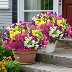 UV Resistant Artificial Hydrangea & Violet Bouquet, Realistic Long-Stem Flowers for Wedding, Home, Garden & Party Decor