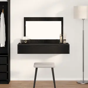 vidaXL Wall-Mounted Dressing Table in Black Oak, 39.4 x 15.7 x 27.6 in