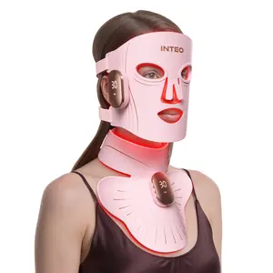 INTEO Red Light Therapy Mask for Face & Neck features 840–860nm near-infrared and red light therapy with 680 LEDs. Helps firm skin, define the jawline, and boost radiance. Cordless design with a 2000mAh rechargeable battery for at-home light therapy.