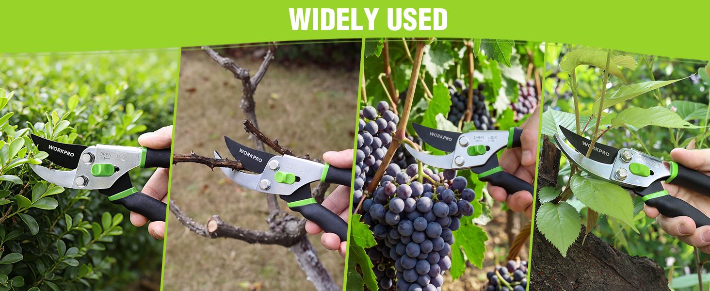 #backtoschool WORKPRO Bypass Pruning Shears, 8.5" Hand Pruner with Non-Slip Grip Handle, Garden Clippers with High Carbon Steel for Branches, Flowers, Fruits, Plants, Bonsai, Gardening Gifts for Women Men