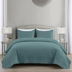 CHEZMOI COLLECTION Kingston 3-Piece Oversized Bedspread Set - Ultra Soft Microfiber Modern Quilted Stitching for Year Round Coziness