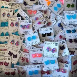Mystery Stud Earrings Bulk Pack Hypoallergenic Plastic Posts Non Metal Studs for Sensitive Ears Party Favors & Gifts Variety Pack