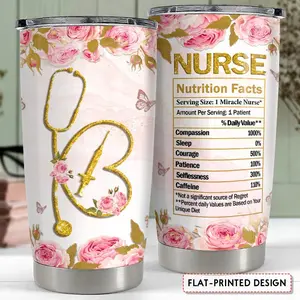 SANDJEST Nurse Tumbler Floral Nutrition Facts 22oz Tumblers with Lid Gift for Nurses Student New Nurse Woman Waterbottle Christmas Birthday Graduation  1