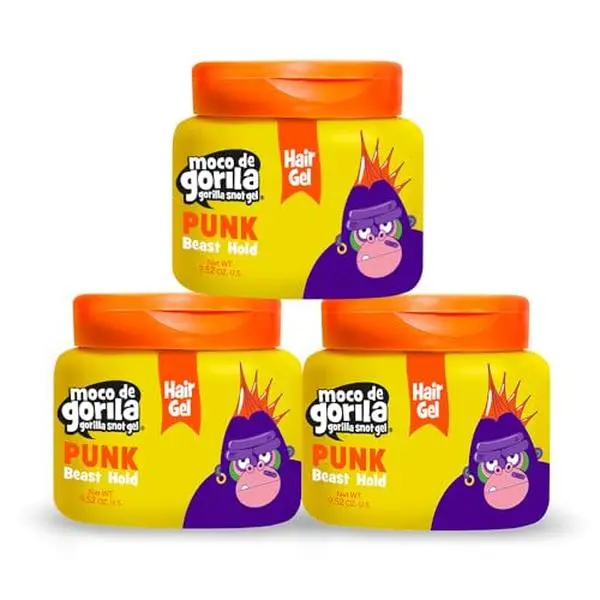 Moco de Gorila Punk Hair Styling Gel, Gives Your Hairstyle a Long-Lasting Effect, Reactivate with Water, High Fixation, 9.52 Oz Jars (Pack of 3)