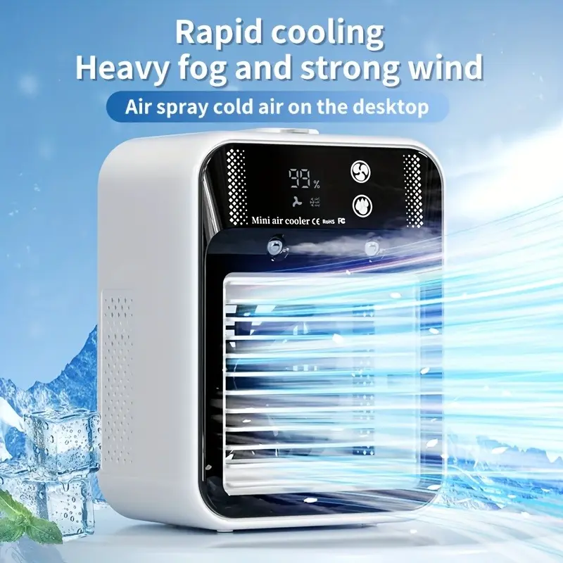 Fan Portable Air Conditioner 3-in-1 Fan with 2 Mist Speeds – Personal Evaporative Cooler for Bedroom, Office & Camping Fan