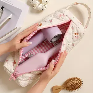 Hair Tool Organizer Bag with Zipper Closure & Bow Design - Dustproof Hair Dryer, Curling Iron, Straightener Storage - Compatible with Travel, Gym, Salon, Home, Travel Organization Pouch - Durable Zipper Closure