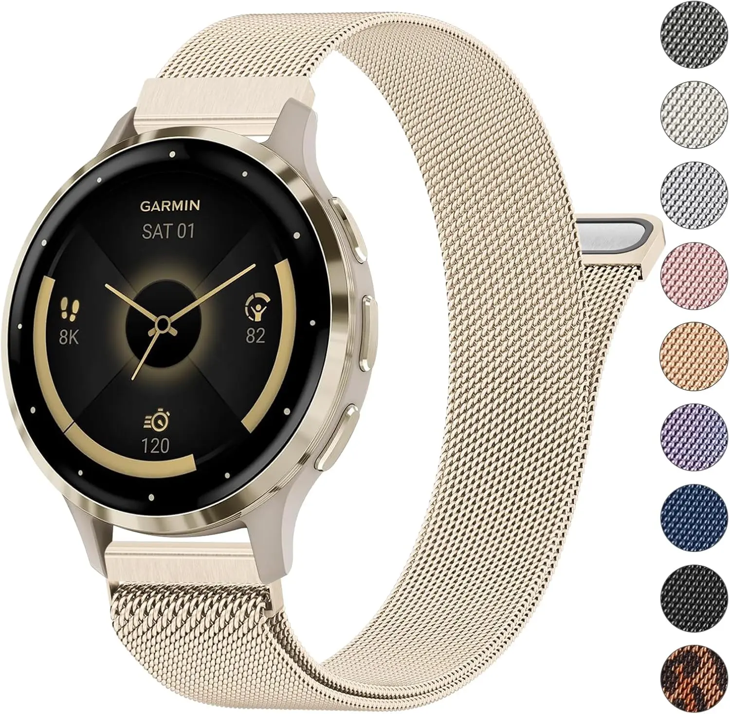 18mm Metal BandsWatch Bands, Quick Release Stainless Steel Metal Watch Bands, Quick Release Stainless Steel Metal Replacement Wristband Strap for Garmin Forerunner 255s/265s Bands Women Men