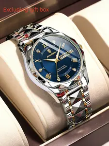 POEDAGAR Fashion Business Men's Waterproof Watch Luxury Bright Date Calendar Men's Quartz Watch Stainless Steel Strap Men's Watch Trendy Exquisite Watch Gift Preferred