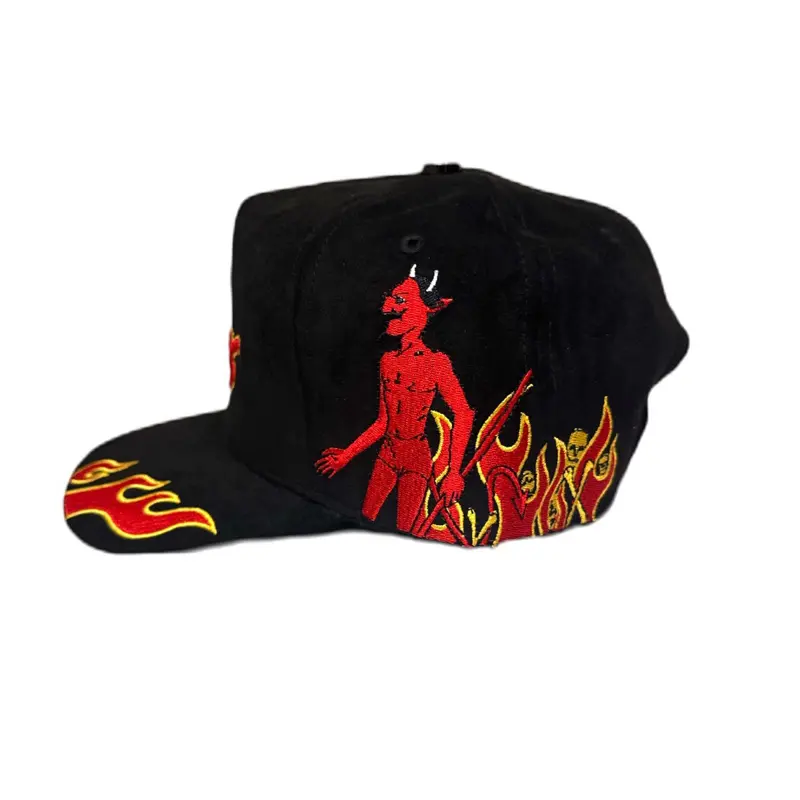 No Limits Flame Snapback Hat  Black & Red Streetwear Cap
