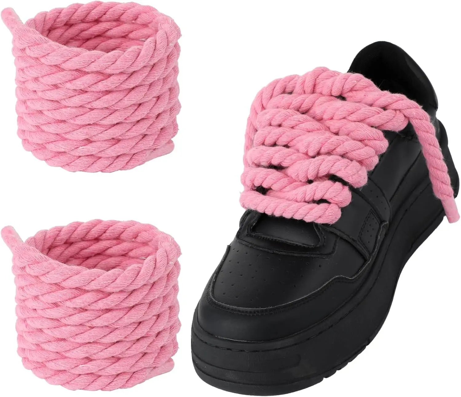 Women's 8mm Thick Round Cotton Woven Shoelaces, 1 Pair Chunky Twisted Casual Statement Lace Sneaker Replacements, Soft Milky Shoe Accessory, New Year's Gift, Casual Shoelaces, Statement Lace Shoelaces summerwins,