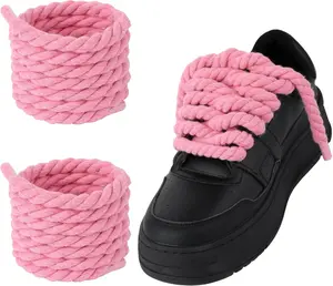 pink Thick Rope Shoe Laces for Air Force One, 1 Pair Round Cotton Chunky Twisted Shoelaces Replacement for A F-1 8mm shoelace rope Sneaker Women Soft Milky Footwear New Year's gift