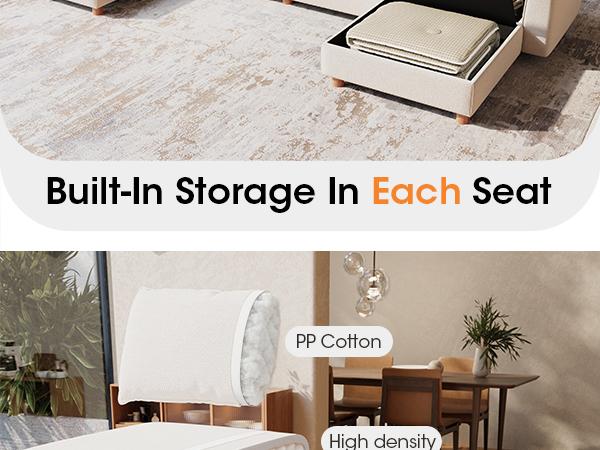 4-8 Seat Modular Sectional Sofa with Storage, Sturdy Solid Wood Structure, Modular Sectional Sofa Cloud Couch Washable, Spacious Couches for Living Room, Apartment, Loft, Beige