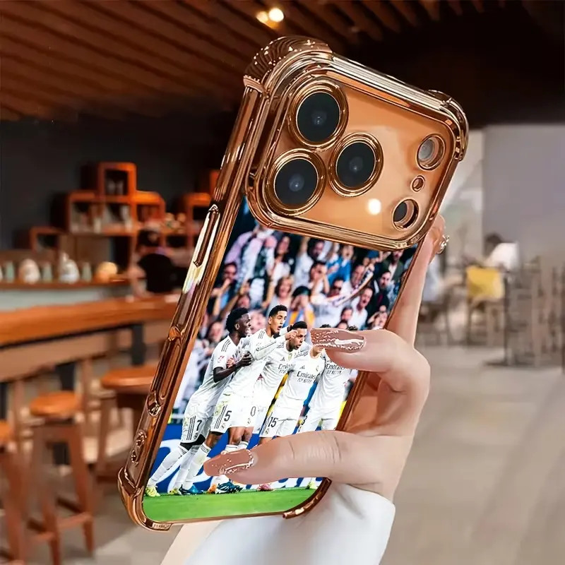 Football phone case - New electroplated transparent TPU airbag anti-drop phone case suitable for iPhone 17 Pro Max 16 15 14 13 12 11. Simple and fashionable shock-proof soft case for protection.
