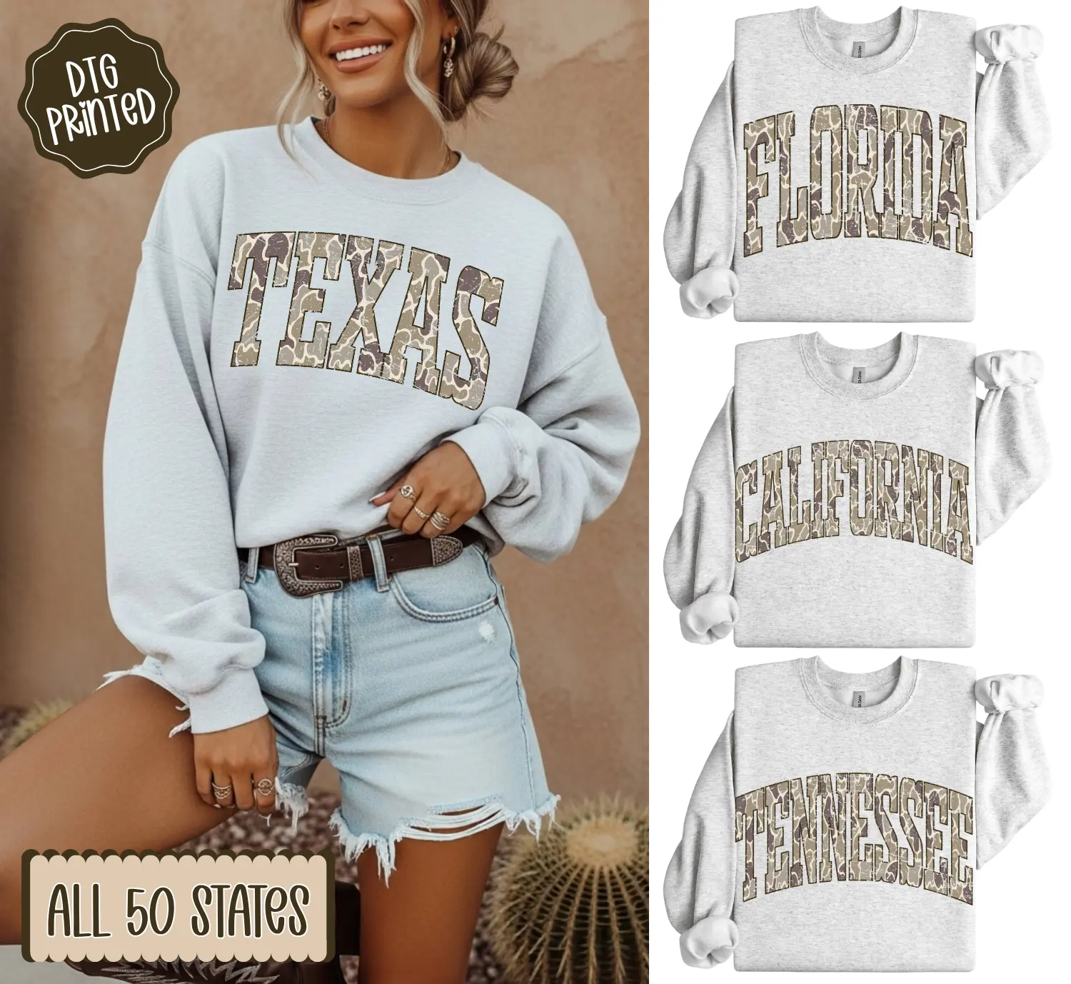 Custom State Camo Sweatshirt | Personalized Your State Pullover