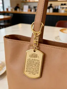 Stainless Steel Retro Arabic Text Design Pendant - Islamic Prayer Scripture Keychain