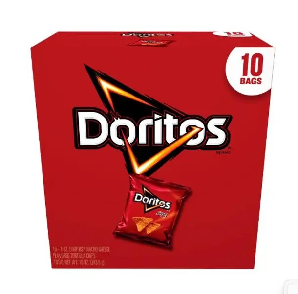 Doritos Nacho Cheese Flavored Tortilla Chips 1 oz, 10 Count