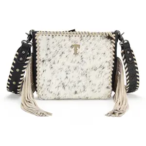Trinity Ranch Cowhide Fringe Crossbody Bag for Women