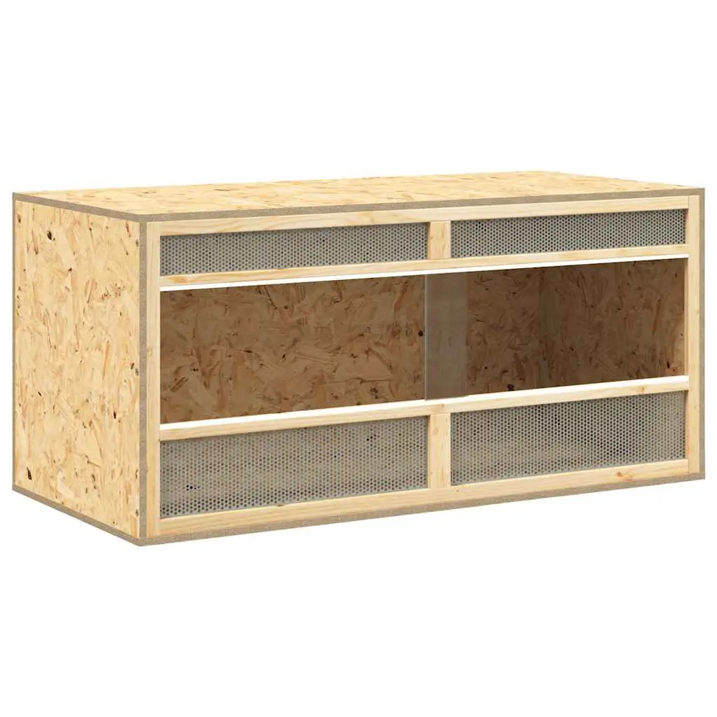 vidaXL Terrarium Small Animal Pet Supply Reptile Habitat Cage Glass Terrarium Jar Kit Feeding Box Engineered Wood 39.4"x18.5"x18.5 170885