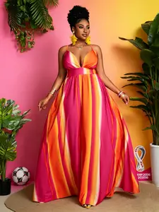 Plus Size Women's Tie Dye Long Dress, Sleeveless Loose-Fit, Casual Beach & Park Wear, Comfortable Home, World Cup Colors