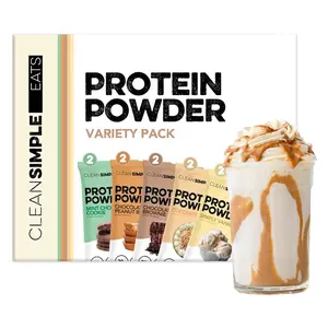 Clean Simple Eats Whey Protein Powder, Variety Pack, Naturally Sweetened Flavors, 100% Grass Fed Protein Powder with Digestive Enzymes & No Artificial Ingredients, Gluten Free, 10 Single Serve Packs