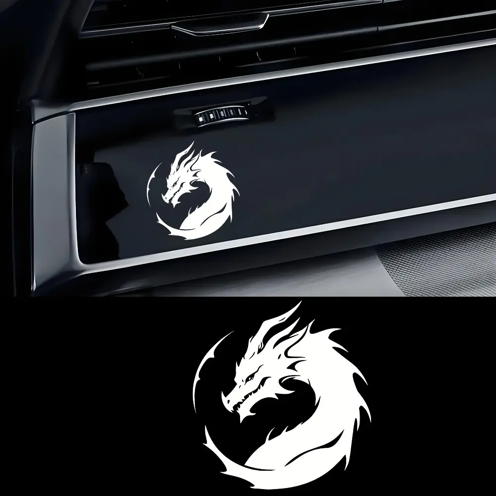 2PCS/SET Dominant Chinese Style White Dragon Logo Sticker - For car windows, backpacks, modification parts. Full of majestic cool Chinese fantasy vibe, add hardcore Chinese style logo. A favorite decor for Chinese style dominant lovers!