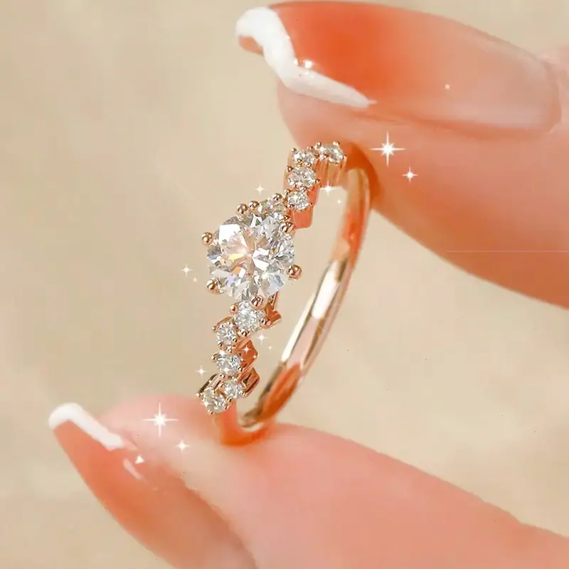S925 Sterling Silver Fashionable Cubic Zirconia Twinkling Starry Ring – Elegant Everyday Jewelry for Women, Perfect as a Wedding/Party/Anniversary/Mother's Day Gift
