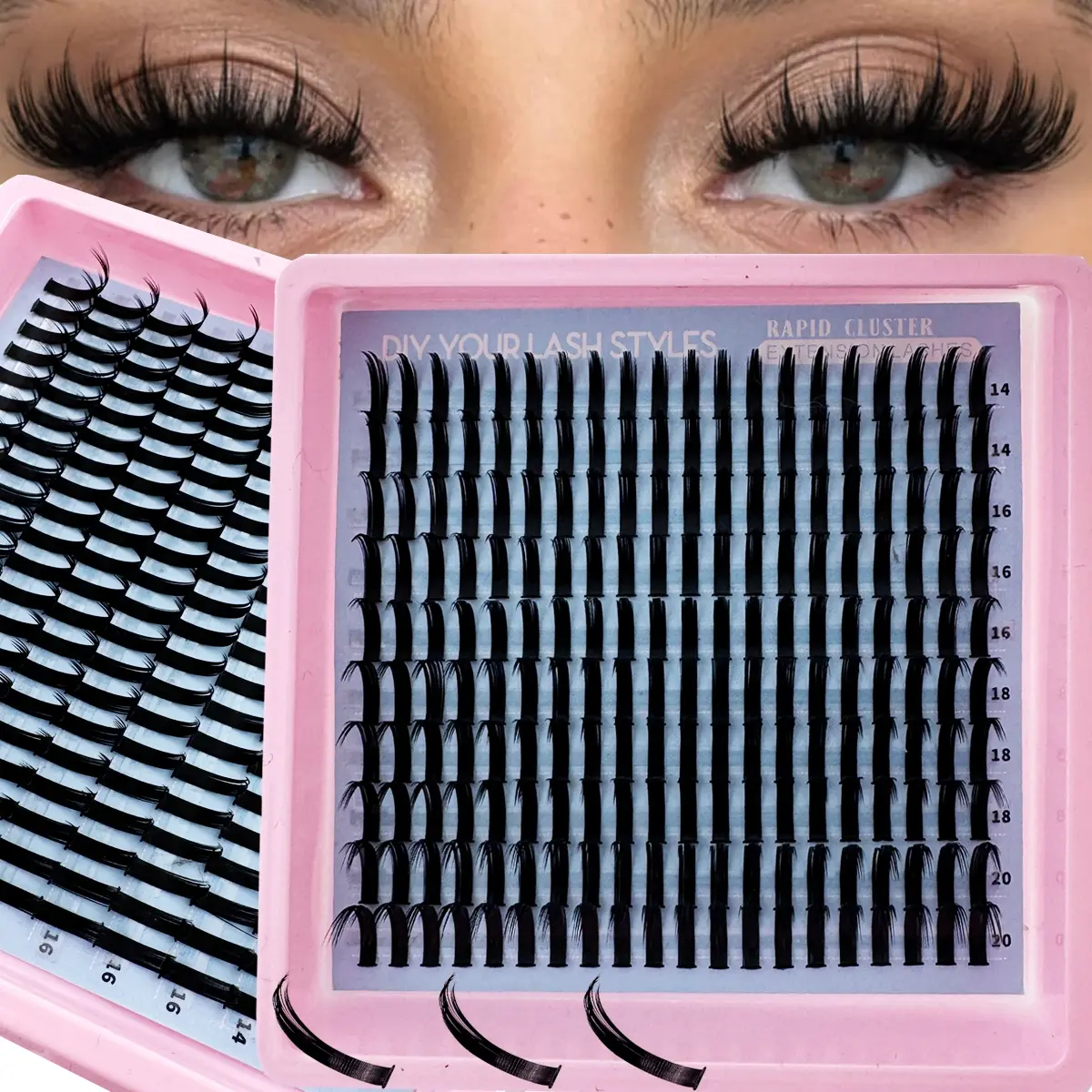 200pcs D Curl Mixed Length False Eyelashes, High Quality Eyelashes, Natural Look & Soft Lightweight Individual Lashes, DIY Eyelash Extension, Eyelash Clusters, Lightweight Lash Extensions, 14-20mm