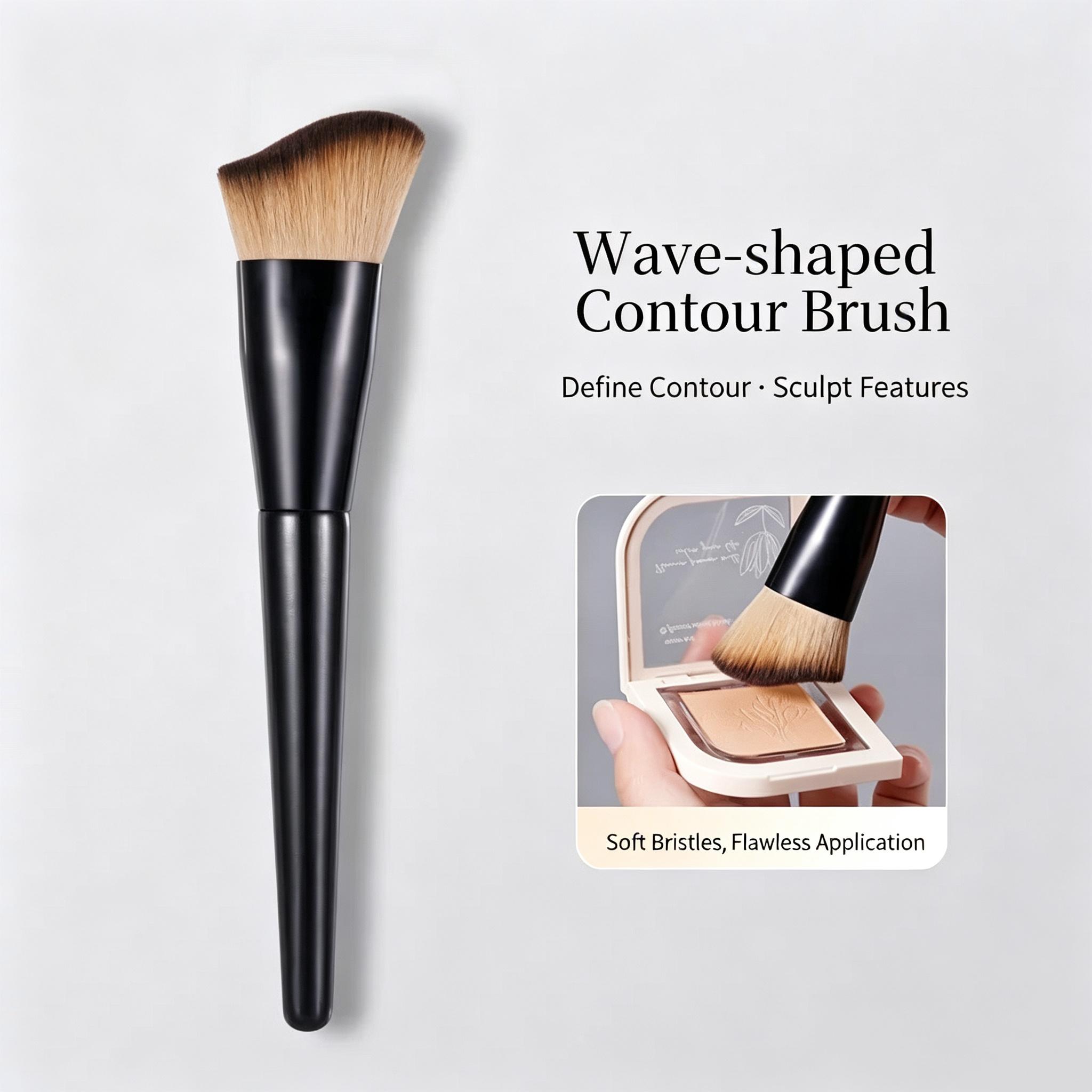 Angled Contour Brush | Wavy Curved Design for Face Sculpting & Cheek Definition | Soft Bristles Blush & Bronzer Makeup Tool