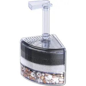 Aquarium Corner Sponge Filter Quiet Betta Fry Shrimp and Small Fish Bio  Filter with  Stones Gravels and Ceramic Rings for Fish Tanks up to 30 Gallons (Air Pump Not Included)