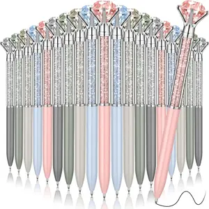 15 diamond ballpoint pens | large crystal color retractable gemstone rhinestone shiny jewelry pens, gifts for ladies, weddings, brides and office gifts, Aesthetic Pens | Mo Landi color, fine print, plastic material.
