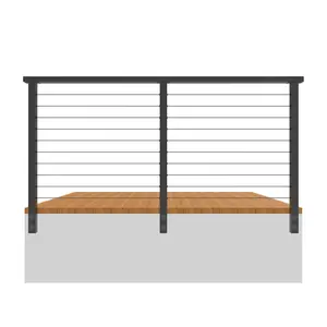 Senmit 36" 5ft-25ft Black Fascia Mount All-in-One Complete Cable Railing System DIY Kit