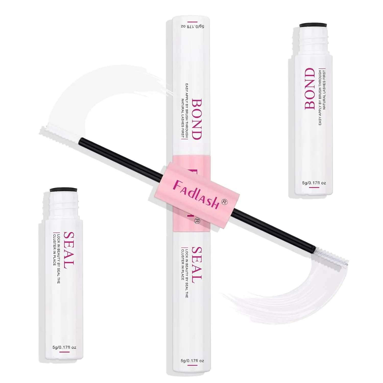 Lash Bond and Seal 10ml Individual Lashes Glue and Seal Super Strong Hold DIY Eyelash Extension Kit Hold 48-72 Hours Waterproof Cluster Lash Glue