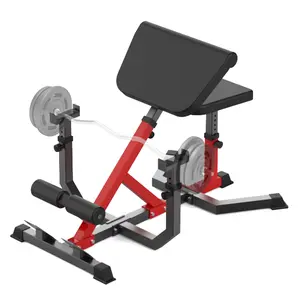 Garvee 2-In-1 Roman Chair & Preacher Curl Bench with Adjustable Height, Heavy-Duty Multi-Function Hyperextension Bench for Arms, Abs, Back, Glutes & Leg Extension Exercise Equipment in Black and Red