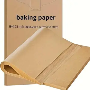 100 Pcs Parchment Paper Baking Sheets, 9x13 Inches Non-Stick Precut Baking Parchment, for Baking Grilling Air Fryer Steaming Bread Cup Cake Cookie and More (Unbleached)